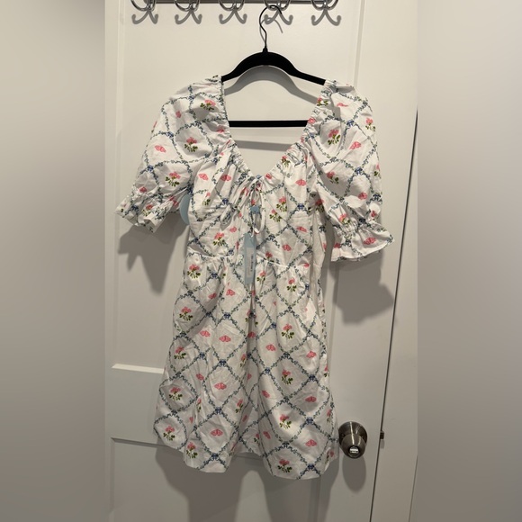 Hill House White Dress with Pink and Blue Floral Design - Picture 2 of 3